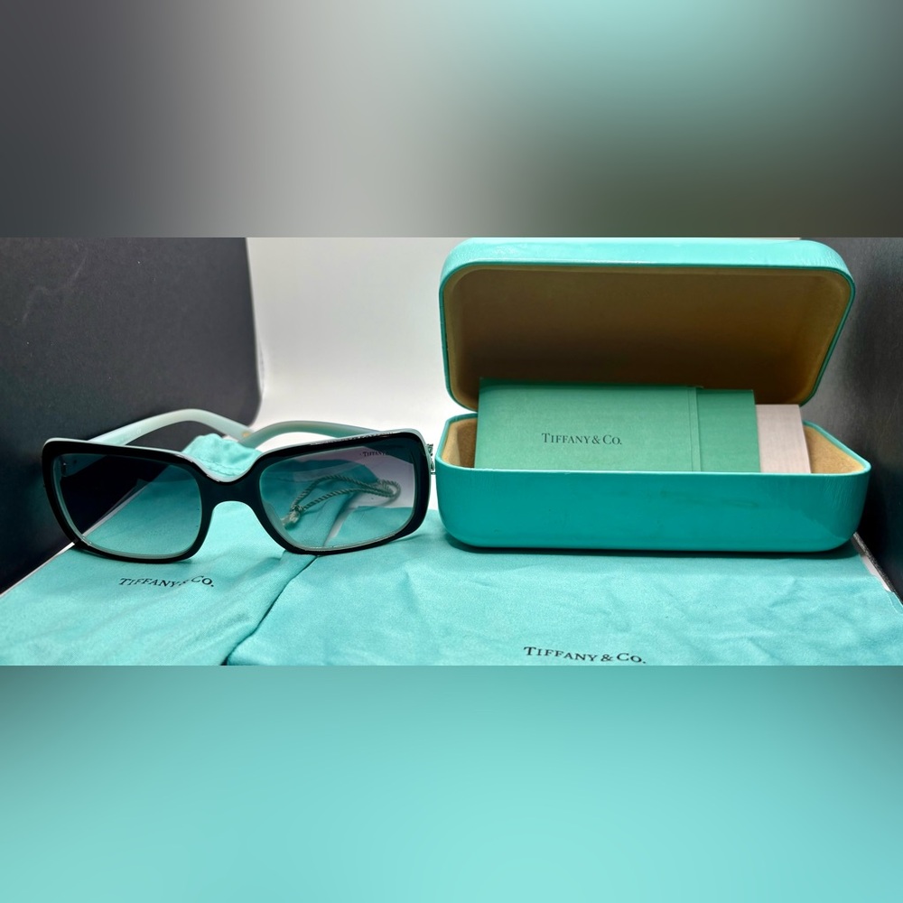Tiffany & Co. Black and Tiffany Blue Cat-Eye Sunglasses with Case